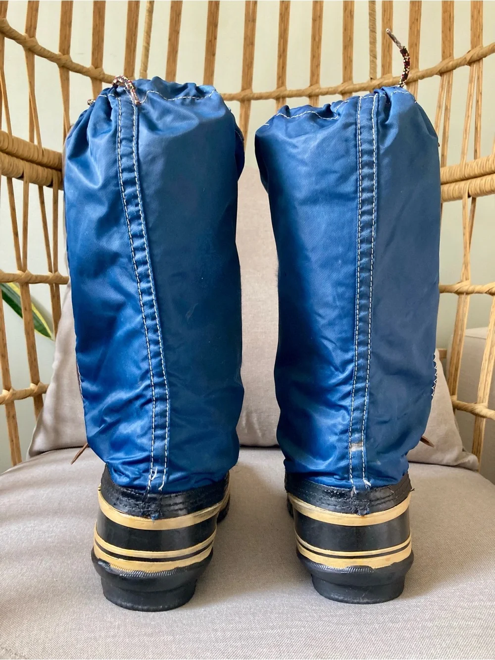 Vintage Sorel Acadian Kaufman Canada Blue Snow Boots Wool Lined Size 11